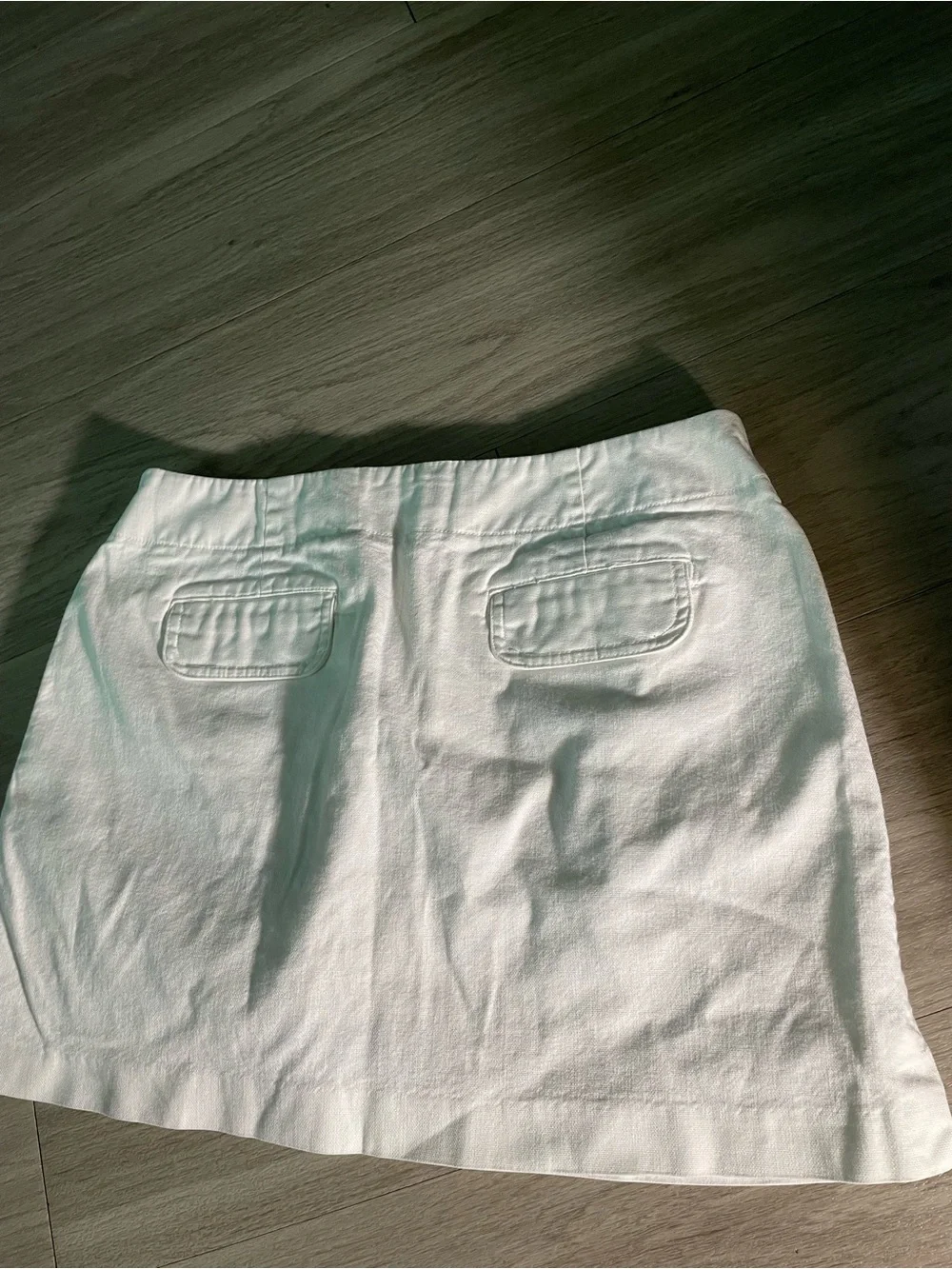Express White Mini Skirt with Front Patch Pockets